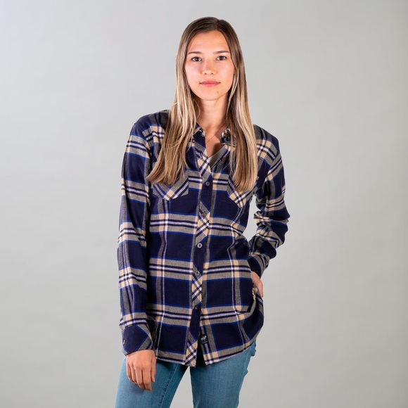 Pladra Womens Large Every Day Flannel Shirt Slate Blue Outdoor Cottage Gorpcore - Picture 2 of 13